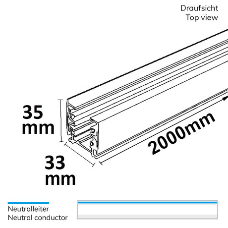 3-Phasen S1 Stromschiene 2m schwarz - Beleuchtung