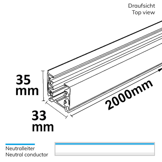 3-Phasen S1 Stromschiene 2m weiß - Beleuchtung