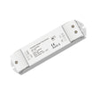 Regelung durch eingehende 40-230V AC Sinuswellen modulierte Steuerspannung via Phasenan- oder Abschnittdimmer, optional auch zusätzlicher Schließtaster anschließbar, PWM Ausgangsfrequenz 500Hz