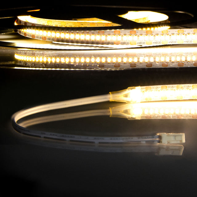 LED CRI925 MiniAMP Flexband 12V DC 6W IP20 2500K 500cm beids. 30cm Kabel + maleAMP 300 LED/m - Beleuchtung