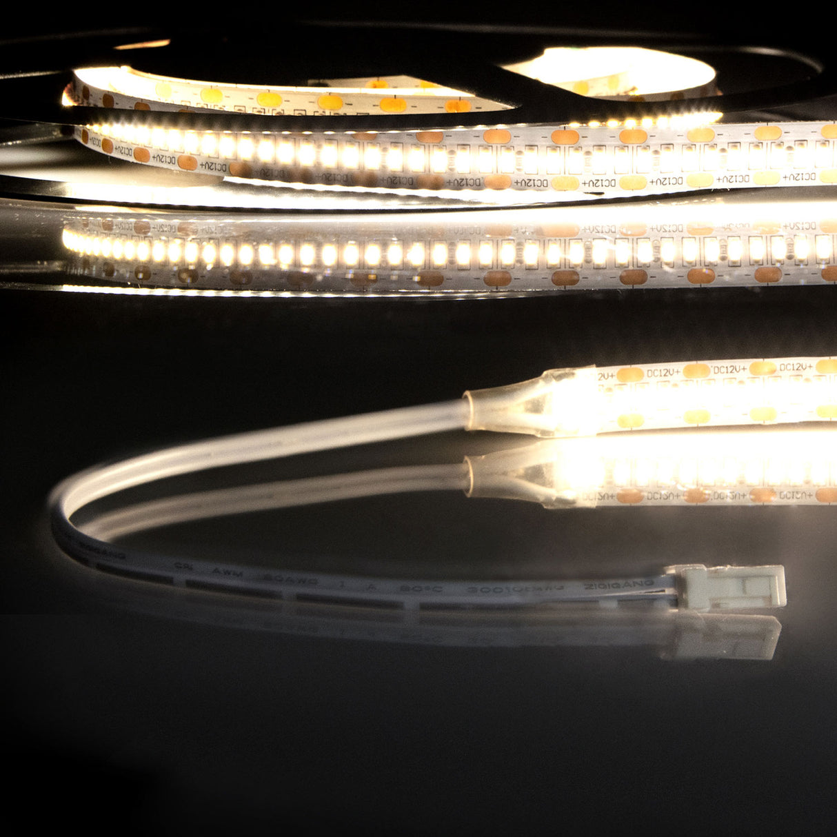 LED CRI930 MiniAMP Flexband 12V DC 6W IP20 3000K 120cm beids. 30cm Kabel + maleAMP 300 LED/m - Beleuchtung
