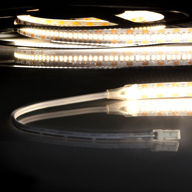 LED CRI930 MiniAMP Flexband 12V DC 6W IP20 3000K 500cm beids. 30cm Kabel + maleAMP 300 LED/m - Beleuchtung