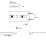 LED CRI930 MiniAMP Flexband 24V DC 6W IP20 3000K 250cm beids. 30cm Kabel + maleAMP 300 LED/m - Beleuchtung
