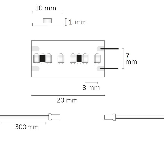 LED CRI930 MiniAMP Flexband 24V DC 6W IP20 3000K 250cm beids. 30cm Kabel + maleAMP 300 LED/m - Beleuchtung