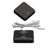 Empfänger mit 6-fach Verteiler (MiniAMP female-Buchse) und 1m Anschlusskabel, Aderquerschnitt 0,5mm² (MiniAMP male-Stecker), max. Distanz zwischen Fernbedienung und Empfänger: 10m, zuletzt gewählte Einstellung bleibt auch bei Trennung der Stromzufuhr erhalten, eine CR2032 3V Knopfzellenbatterie für den Touch-Button und eine anschraubbarer Haltemagnet wird mitgeliefert