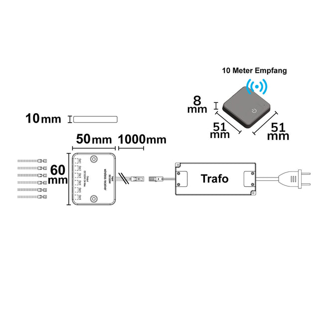 MiniAMP LED Touch/Funk PWM-Dimmer 1 Kanal 12-24V DC 5A inkl. Funktaster - Beleuchtung
