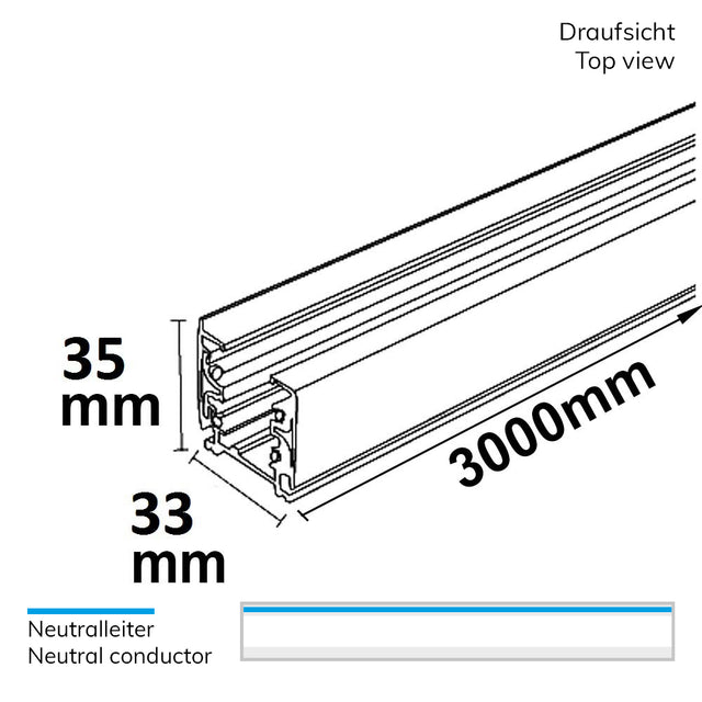 3-Phasen S1 Stromschiene 3m schwarz - Beleuchtung