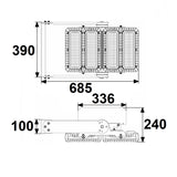 LED Flutlichtanlage 450W 130x40° 2 Module (Lichtpunkte) DALI dimmbar 3000K IP66 - Beleuchtung