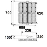 LED Flutlichtanlage 900W 130x25° 4 Module (Lichtpunkte) DALI dimmbar 3000K IP66 (ext. Trafo) - Beleuchtung