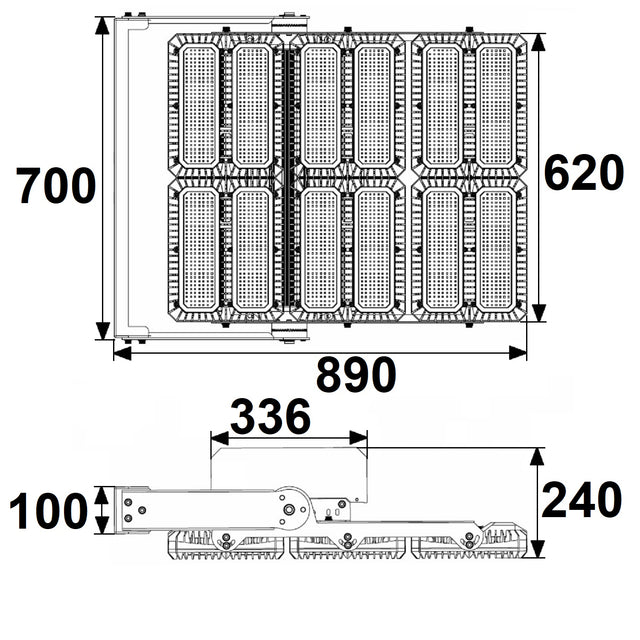 LED Flutlichtanlage 1.350W 130x40° 6 Module (Lichtpunkte) DALI dimmbar 3000K IP66 - Beleuchtung