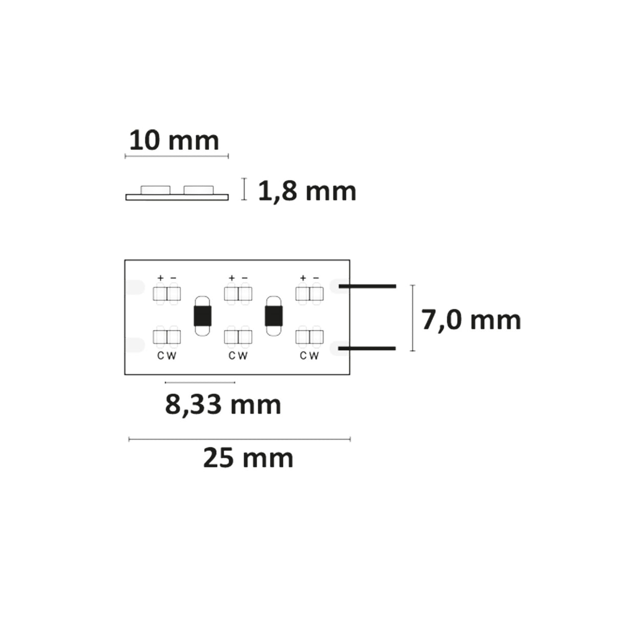 LED CRI919/940 MiniAMP CCT Flexband 24V DC 21W IP20 500cm 2 polig Kabel mit Stecker 480 LED/m - Beleuchtung