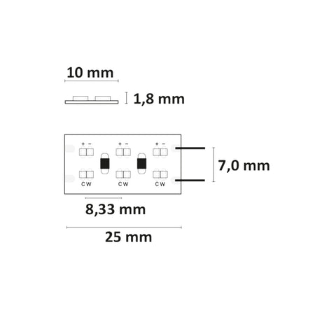 LED CRI919/940 MiniAMP CCT Flexband 24V DC 21W IP20 500cm 2 polig Kabel mit Stecker 480 LED/m - Beleuchtung