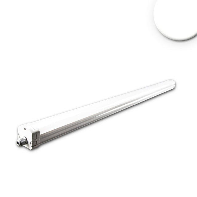 beliebig erweiterbar/anreihbar bis 1000W Gesamtanschlussleistung, Lieferung inkl. Zubehör für Decken-/Wandmontage, Montageclip beiliegend, justierbare Schwenkbügel und Seilabhängungsset optional erhältlich, Klasse II Leuchte (kein Anschluss an PE erforderlich),  Stoßfestigkeit: IK08