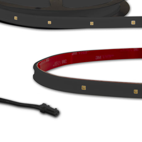 LED UV-C MiniAMP Flexband 270nm, 12V DC, 12W, IP54, 116cm, schwarz, eins. Kabel + malePlug, 24 LED/m