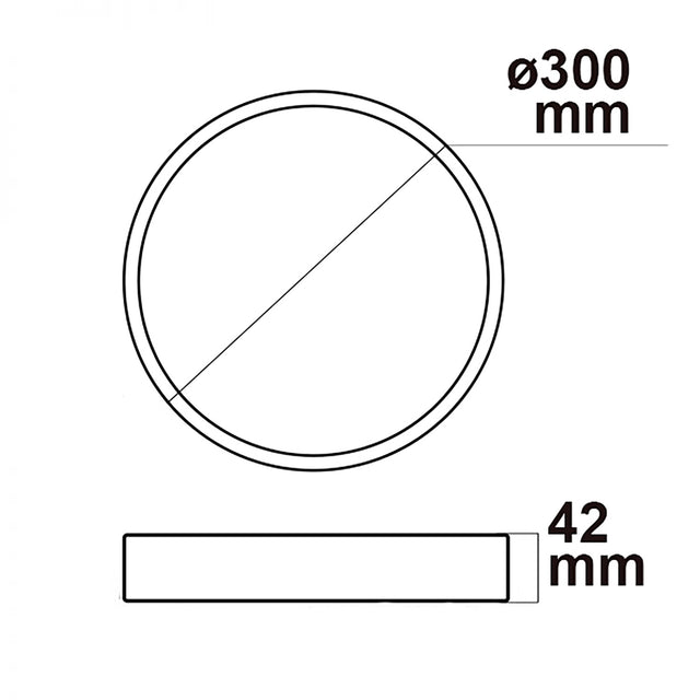 LED Deckenleuchte PRO schwarz 30W rund DN300 ColorSwitch 2700|3000|4000K dimmbar - Beleuchtung