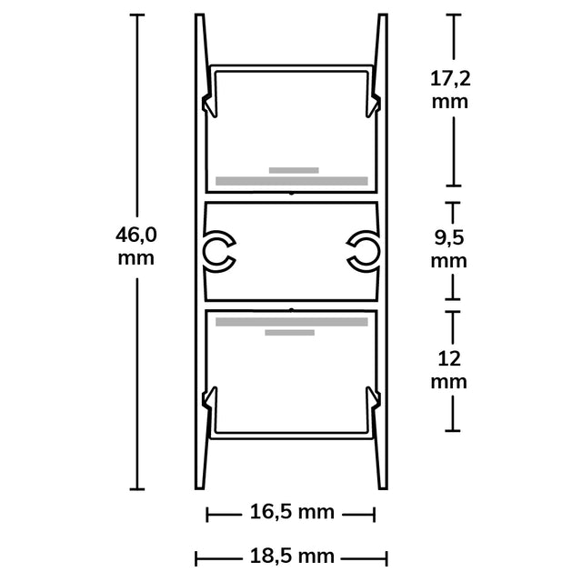 LED Aufbauleuchtenprofil HIDE DOUBLE Aluminium schwarz RAL 9005 200cm - Beleuchtung