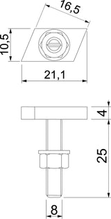 BETTERMANN Hammerkopfschraube 10,5mm ST CL20HB M8x25 ZL M8x25mm f.MontSchien
