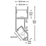LED Aufbauleuchtenprofil HIDE ASYNC Aluminium eloxiert 200cm - Beleuchtung