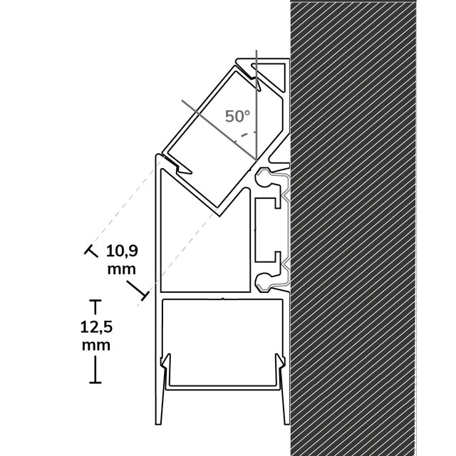 LED Aufbauleuchtenprofil HIDE ASYNC Aluminium weiß RAL 9003 200cm - Beleuchtung