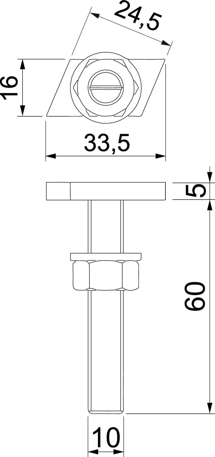 BETTERMANN Hammerkopfschraube 16,5mm ST ACMHB M10x60 ZL M10x60mm f.MontSchien