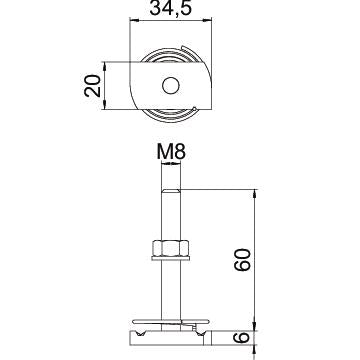 BETTERMANN Hammerkopfschraube 20mm ST MS41HBF M8x60 ZL M8x35mm Zn/AluLam