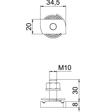 BETTERMANN Hammerkopfschraube 20mm ST MS41HBF M10x30ZL M10x35mm Zn/AluLam