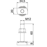 BETTERMANN Hammerkopfschraube 20mm ST MS41HBF M12x60ZL M12x35mm Zn/AluLam