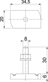 BETTERMANN Hammerkopfschraube 20mm VA MS41HB M8x30 A4 M8x30mm f.MontSchien