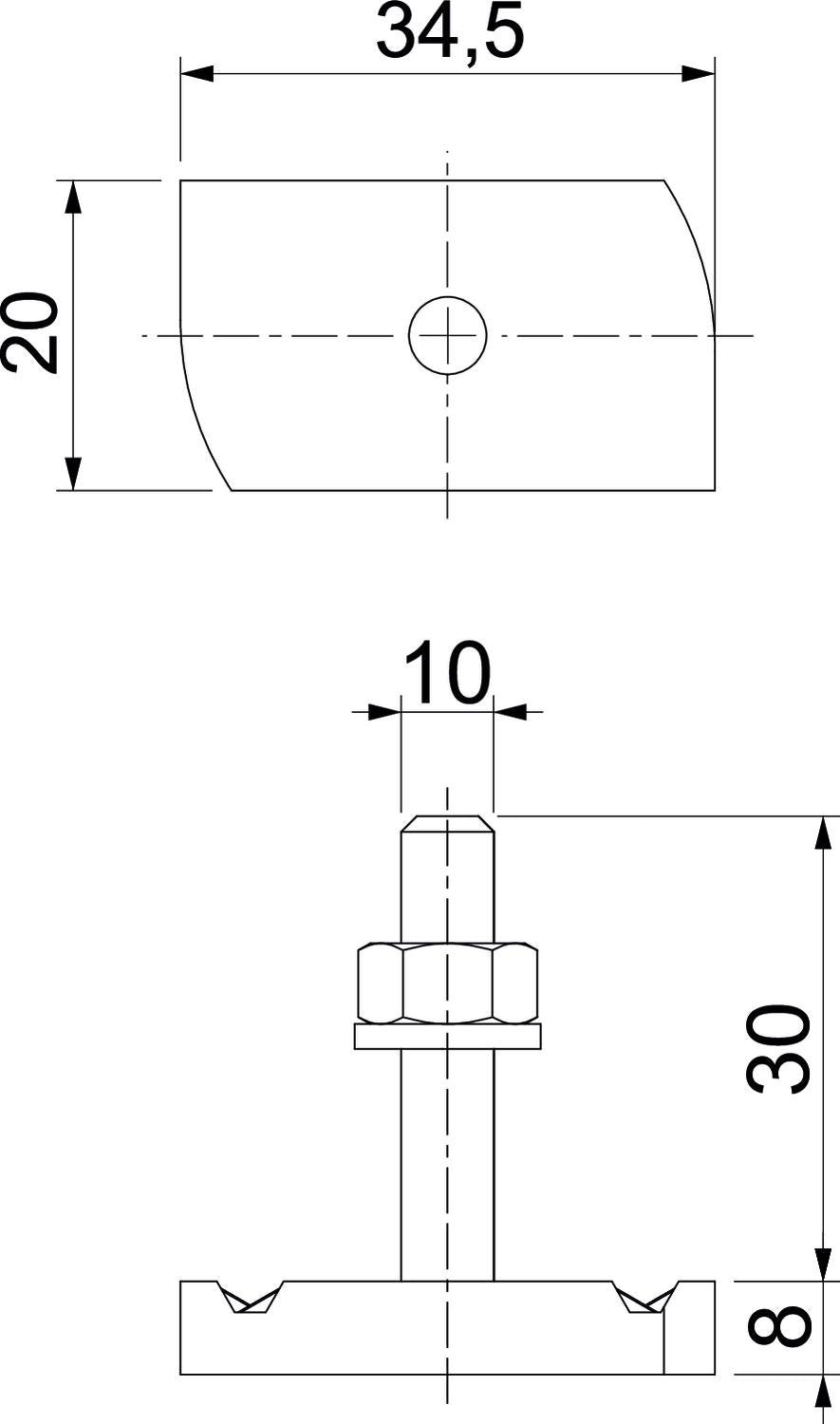 BETTERMANN Hammerkopfschraube 20mm VA MS41HB M10x30 A4 M10x30mm f.MontSchien