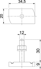 BETTERMANN Hammerkopfschraube 20mm VA MS41HB M12x30 A4 M12x30mm f.MontSchien