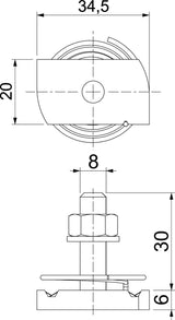 BETTERMANN Hammerkopfschraube 20mm VA MS41HBF M8x30 A4 M8x30mm f.MontSchien