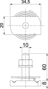 BETTERMANN Hammerkopfschraube 20mm VA MS41HBF M10x60A4 M10x60mm f.MontSchien