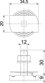 BETTERMANN Hammerkopfschraube 20mm VA MS41HBF M12x30A4 M12x30mm f.MontSchien