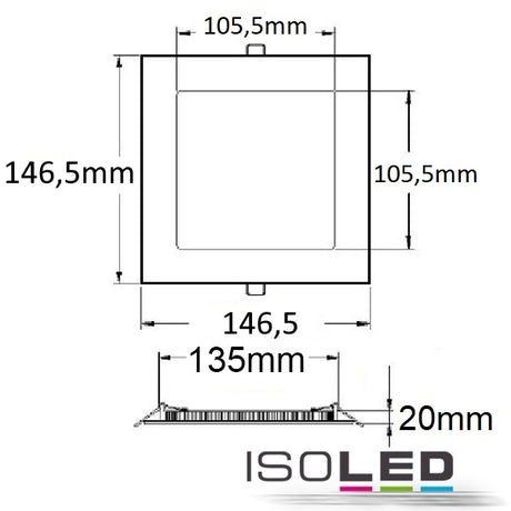 LED Downlight 9W eckig ultraflach silber neutralweiß dimmbar - Beleuchtung