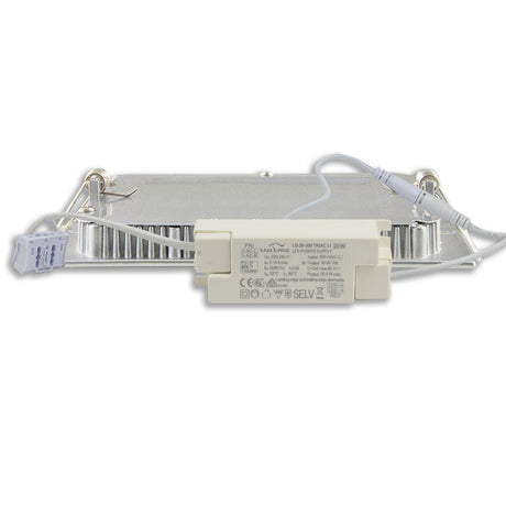 LED Downlight 15W eckig ultraflach silber neutralweiß dimmbar - Beleuchtung