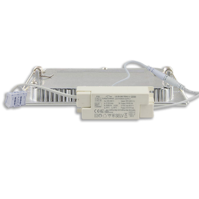 LED Downlight 15W eckig ultraflach silber neutralweiß dimmbar - Beleuchtung