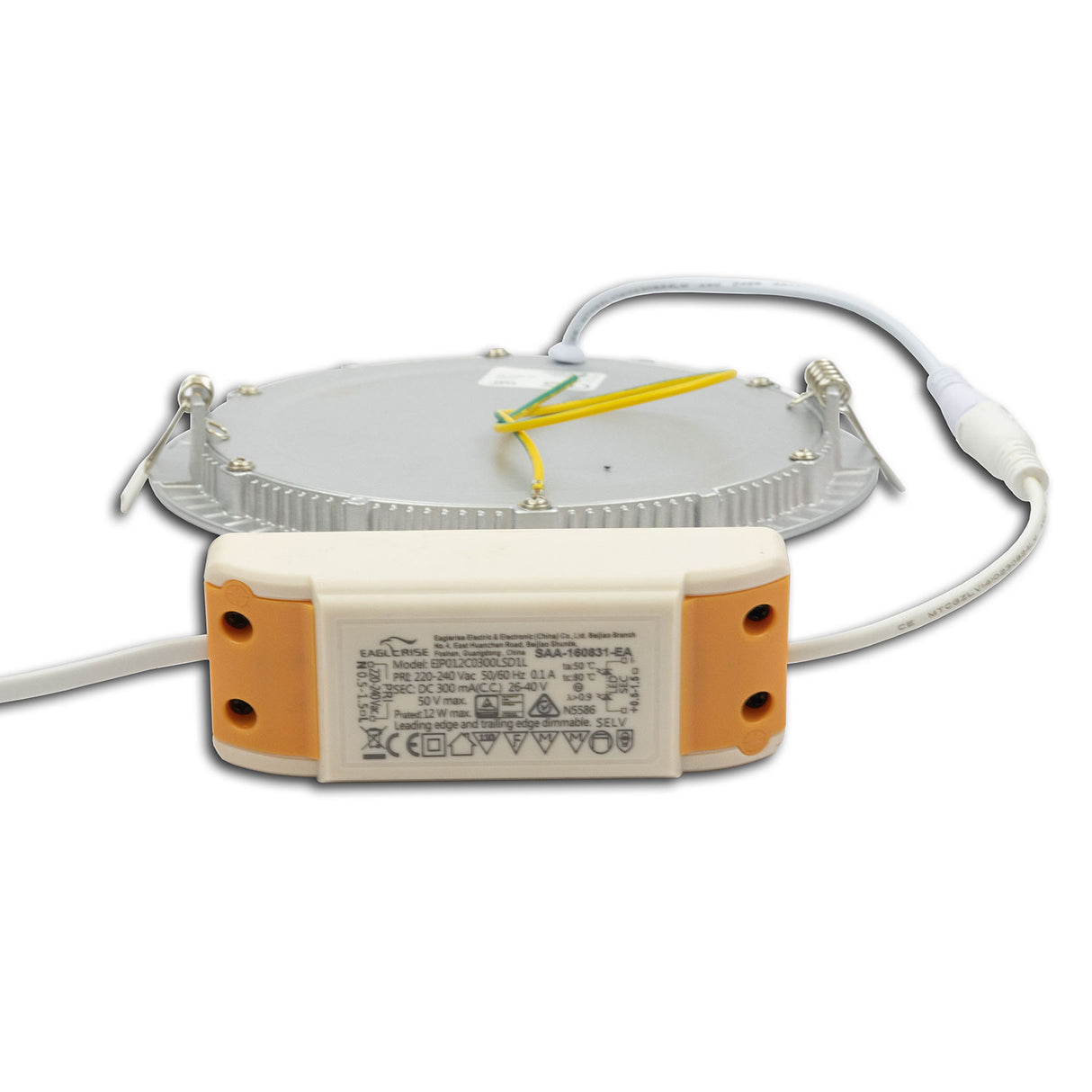 LED Downlight, 12W, rund, ultraflach, silber, neutralweiß, dimmbar