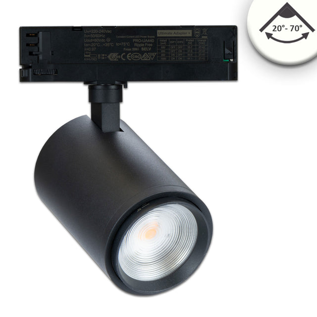 3-Phasen Schienen-Strahler Vollspektrum fokussierbar 42W 20°-70° schwarz matt 4000K - Beleuchtung