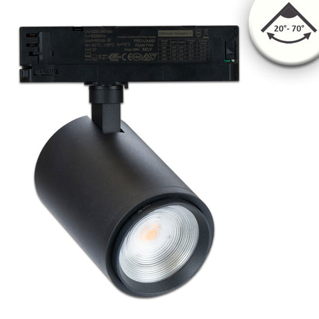 3-Phasen Schienen-Strahler fokussierbar 42W 20°-70° schwarz matt 4000K CRI92 - Beleuchtung