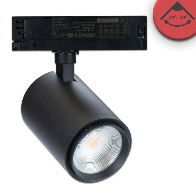 3-Phasen Schienen-Strahler fokussierbar 34W 20°-70° schwarz matt Meat 1900K - Beleuchtung