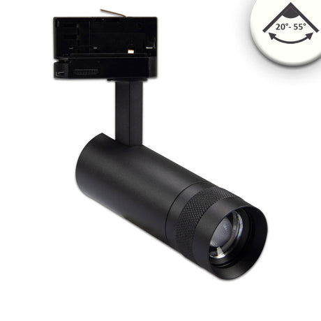 3-Phasen Schienen-Strahler fokussierbar 8W 20°-55° schwarz matt 4000K - Beleuchtung