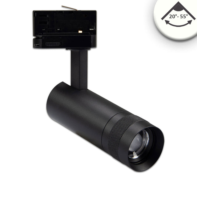 3-Phasen Schienen-Strahler fokussierbar 8W 20°-55° schwarz matt 4000K - Beleuchtung