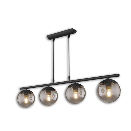 Hängeleuchte Metall schwarz rund rauchglas 4xE27 Fassung exkl. Leuchtmittel - Beleuchtung