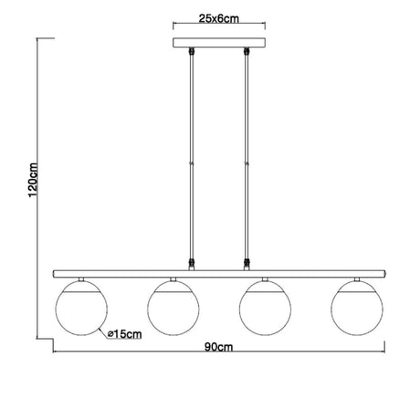 Hängeleuchte Metall schwarz rund rauchglas 4xE27 Fassung exkl. Leuchtmittel - Beleuchtung