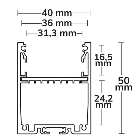 LED Aufbauprofil LAMP30 V1 Aluminium weiß RAL 9003 200cm - Beleuchtung
