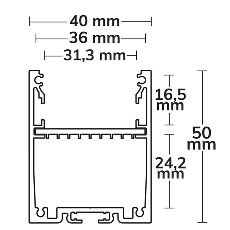 LED Aufbauprofil LAMP30 V1 Aluminium schwarz RAL 9005 200cm - Beleuchtung