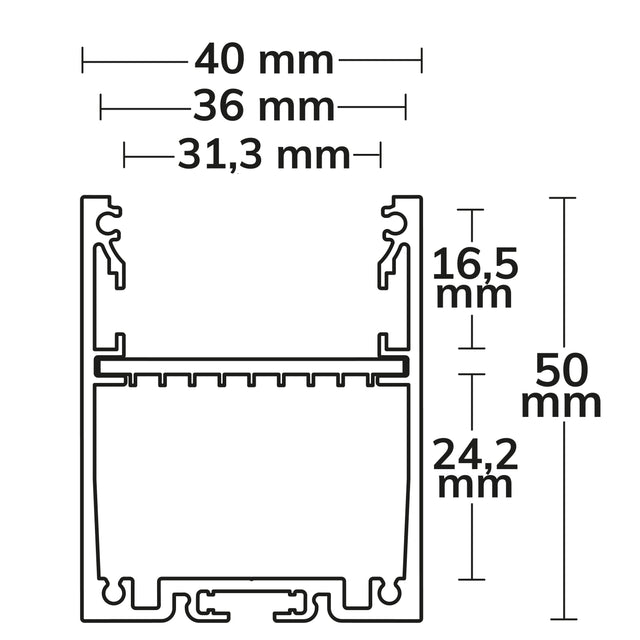 LED Aufbauprofil LAMP30 V1 Aluminium schwarz RAL 9005 200cm - Beleuchtung