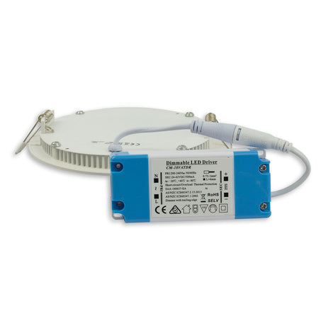 LED Downlight, 9W, rund, ultraflach, blendungsreduziert, weiß, warmweiß, dimmbar CRI90