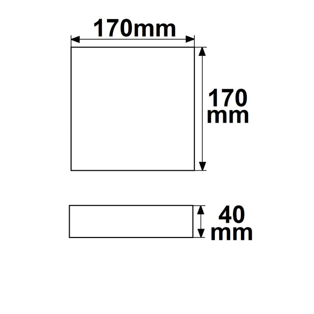 LED Deckenleuchte PRO schwarz 15W eckig 170x170mm ColorSwitch 2700|3000|4000K dimmbar - Beleuchtung