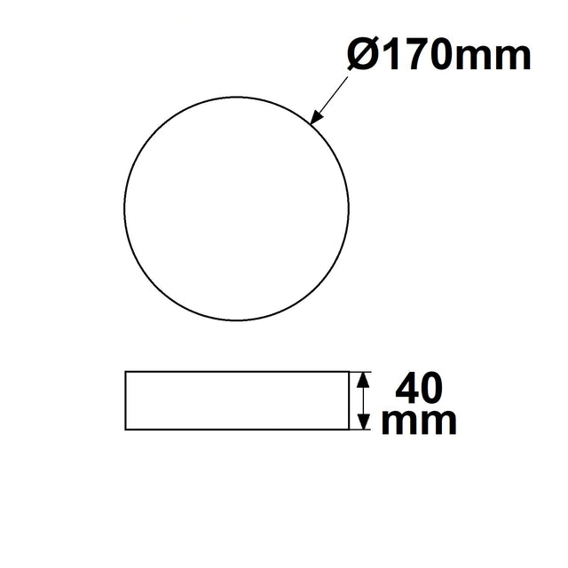 LED Deckenleuchte PRO schwarz 15W rund DN170 ColorSwitch 2700|3000|4000K dimmbar - Beleuchtung